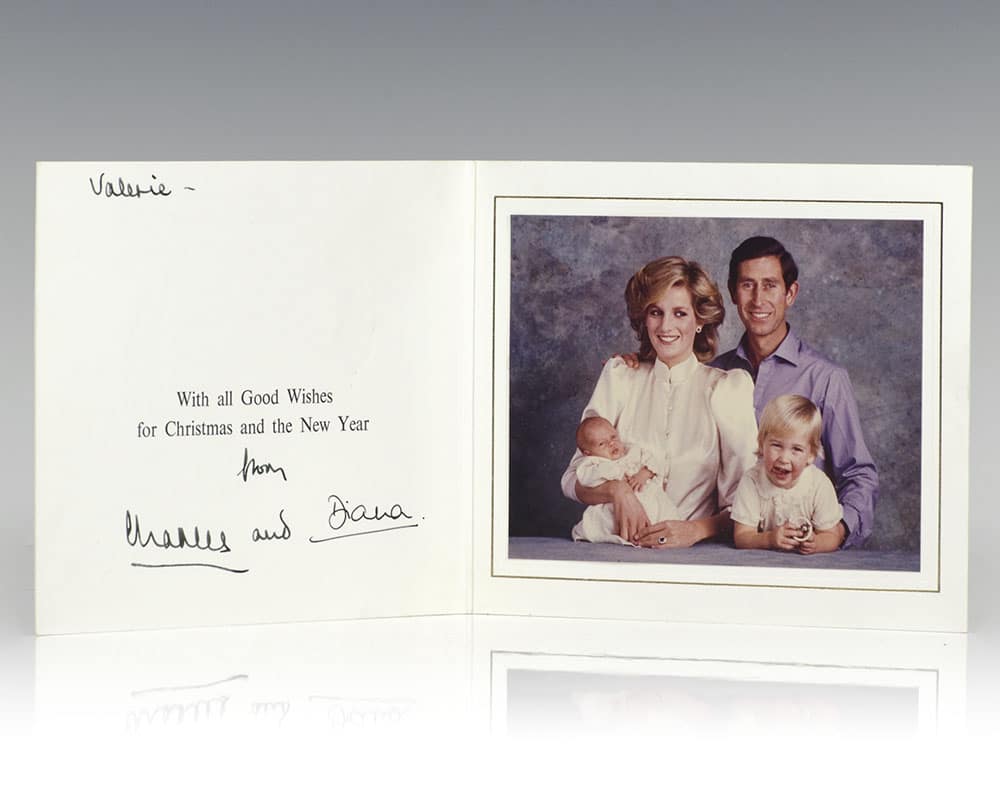 Princess Diana and Prince Charles Signed Christmas Card.