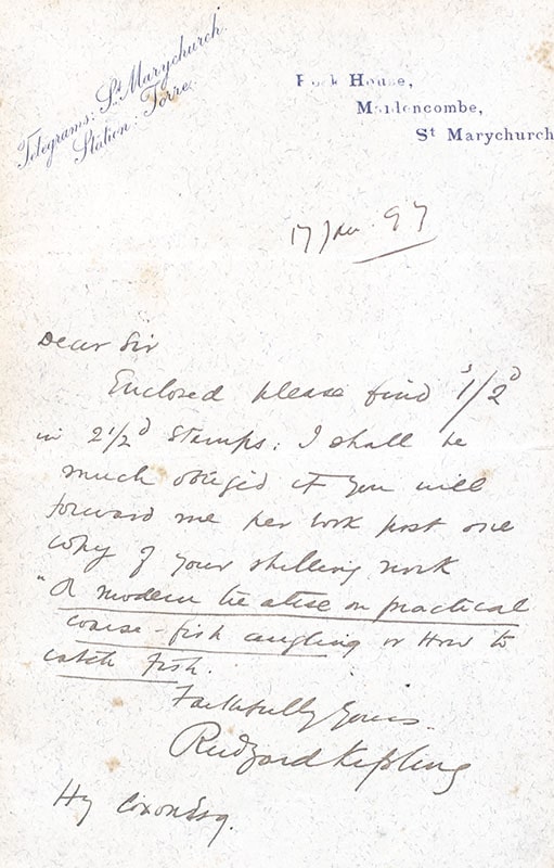 Rudyard Kipling Autograph Letter Signed