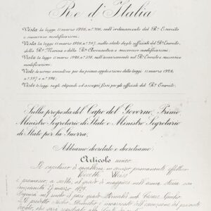 Benito Mussolini and Vittorio Emanuele III Autograph Document Signed.