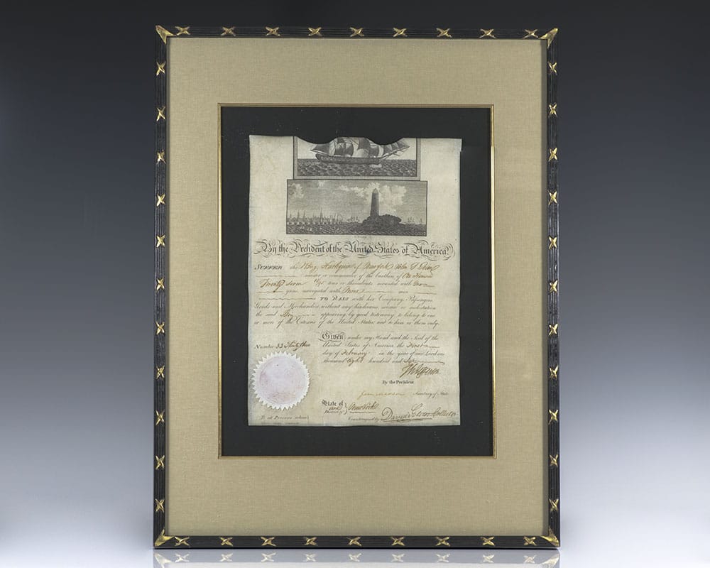 Thomas Jefferson and James Madison Signed Ship’s Passport.