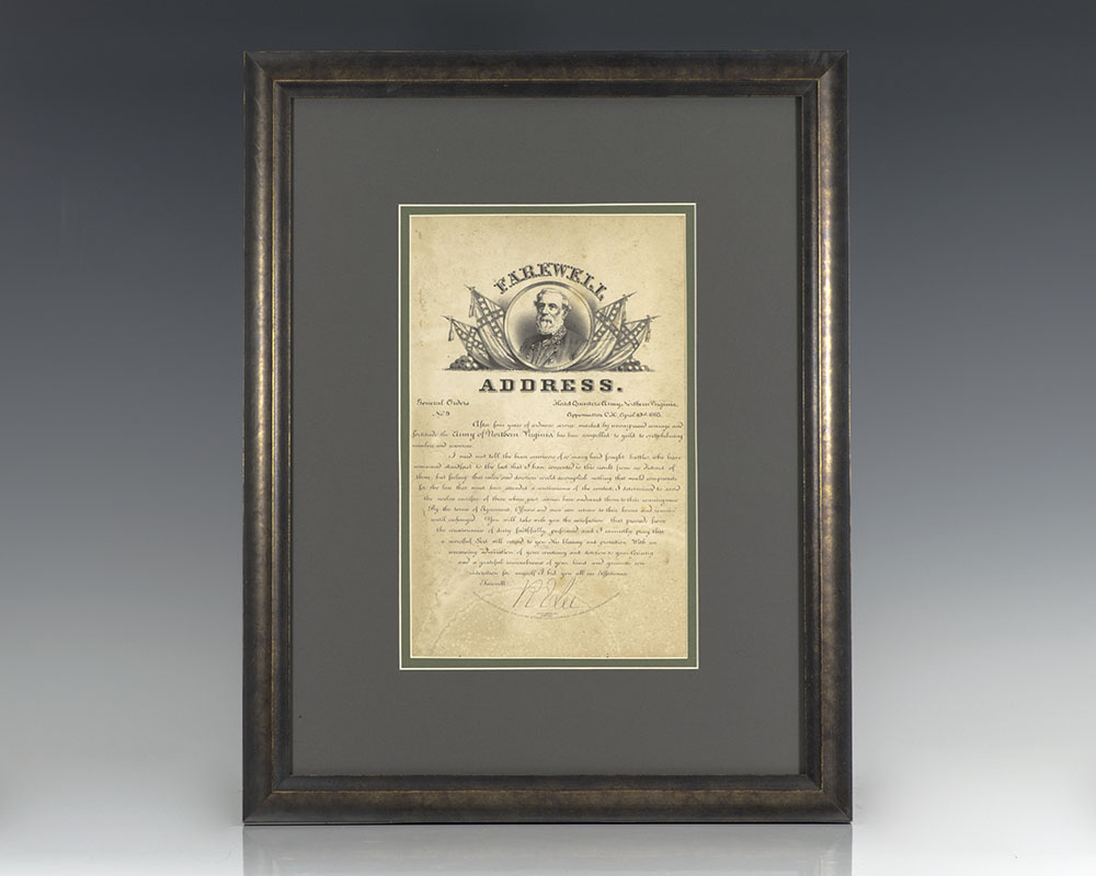 Robert E. Lee Engraved Farewell Address Broadside.