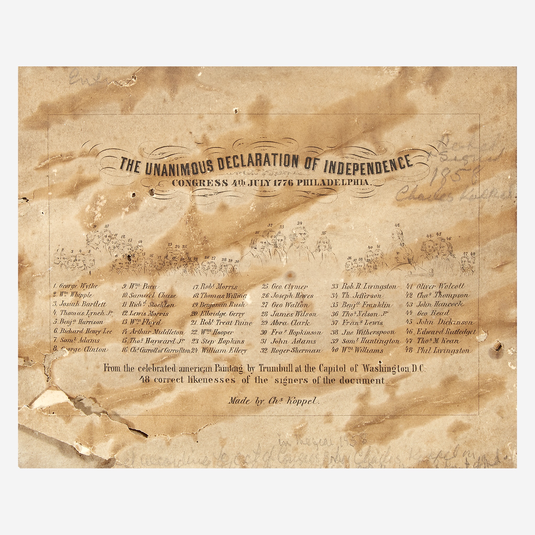 Declaration of Independence Engraved Copper Plaque. - Image 2