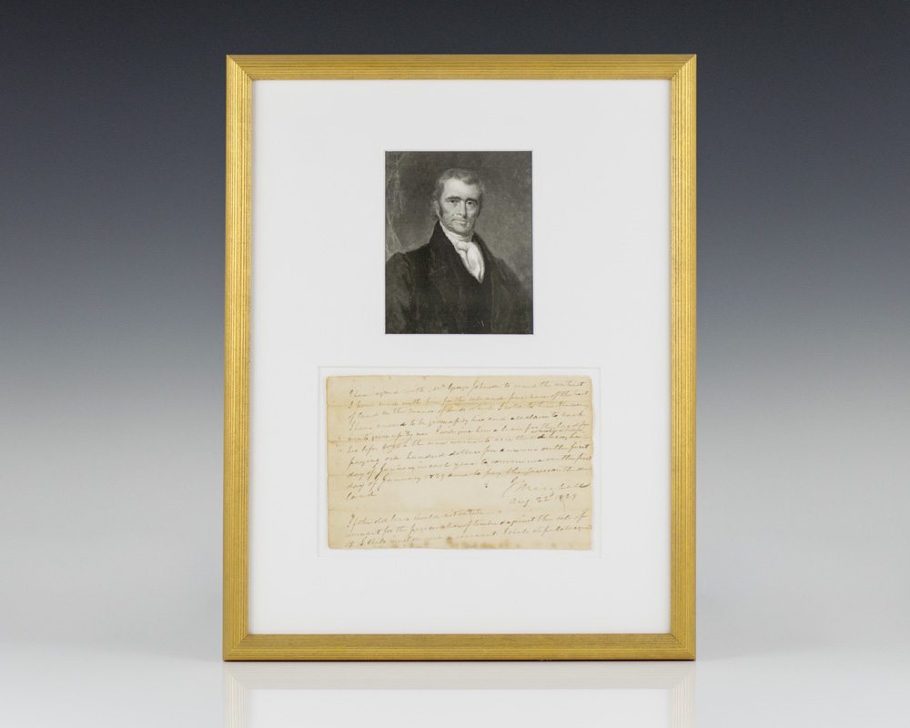 John Marshall Autograph Document Signed.