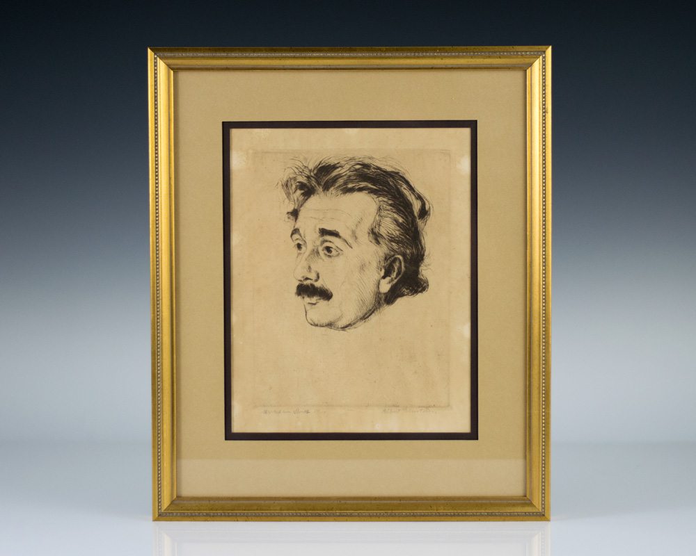 Albert Einstein Signed Etching.