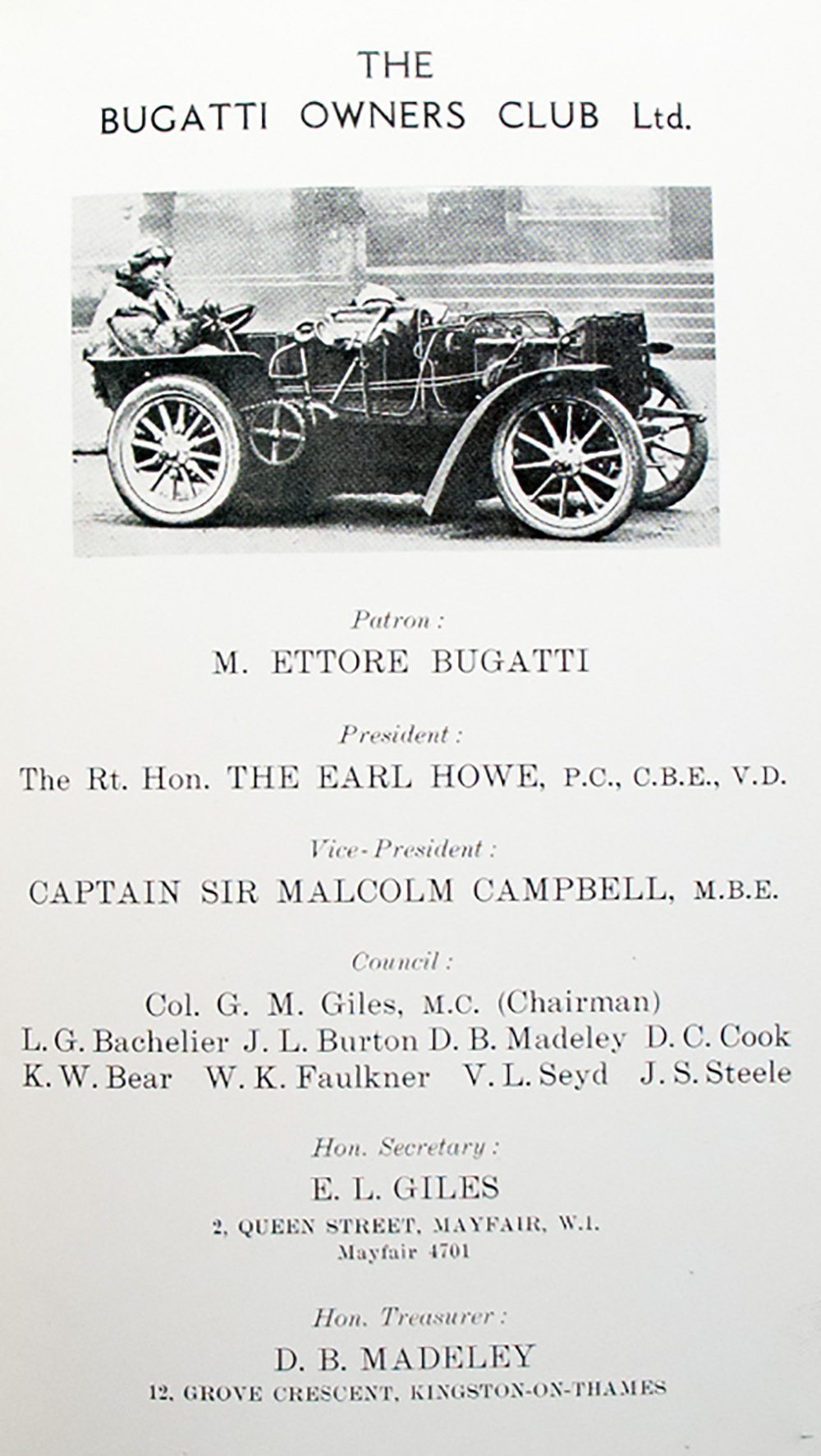 Bugantics: Bugatti Owner's Club.