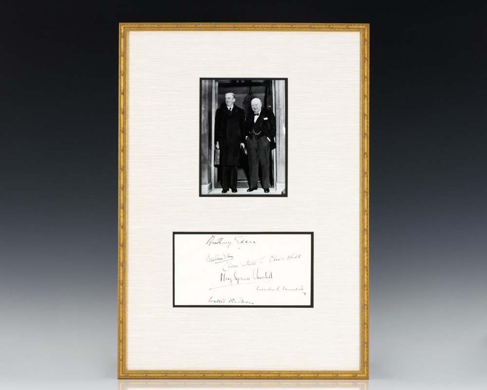 Winston S. and Clementine Churchill and Anthony Eden Signed Guestbook.