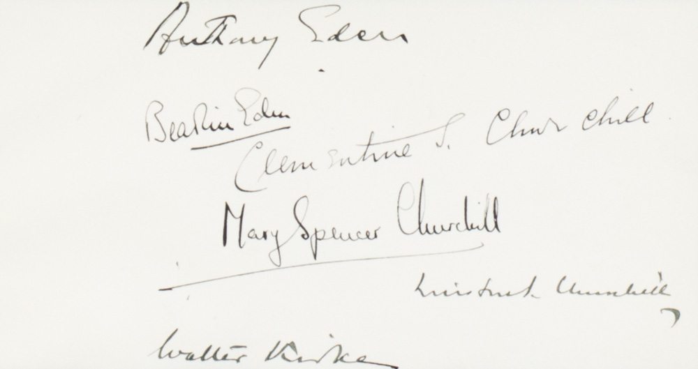Winston S. and Clementine Churchill and Anthony Eden Signed Guestbook.