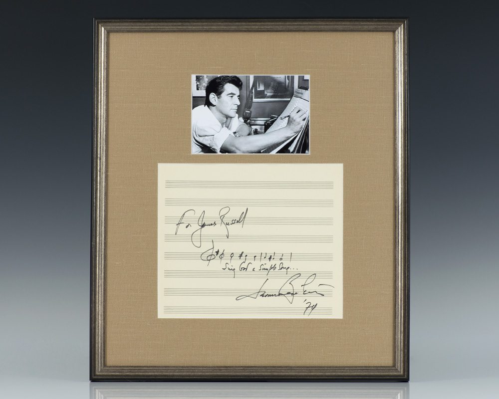 Leonard Bernstein Signed Quote.