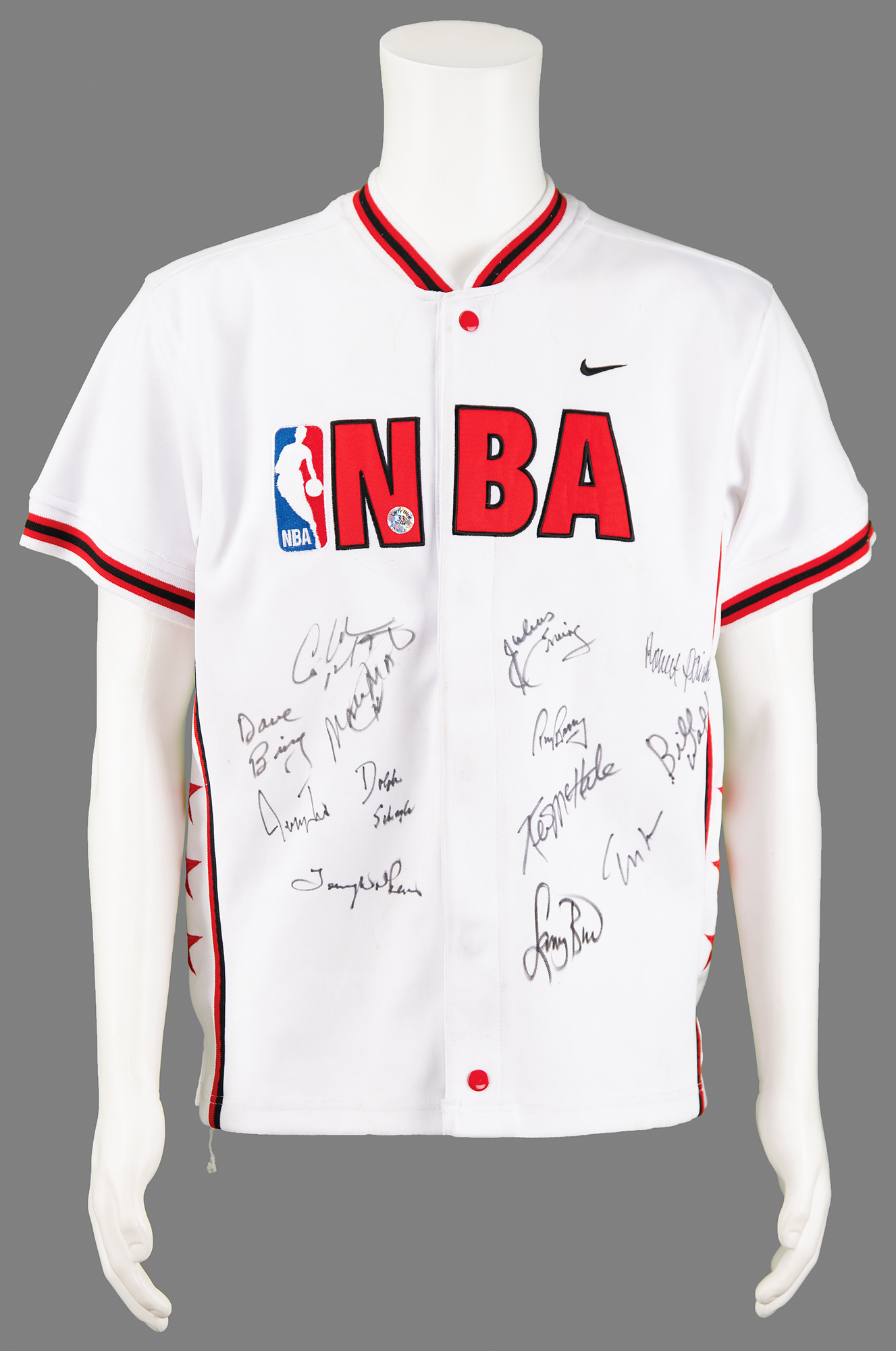 NBA Warm-Up Jacket Signed by Larry Bird and Others.