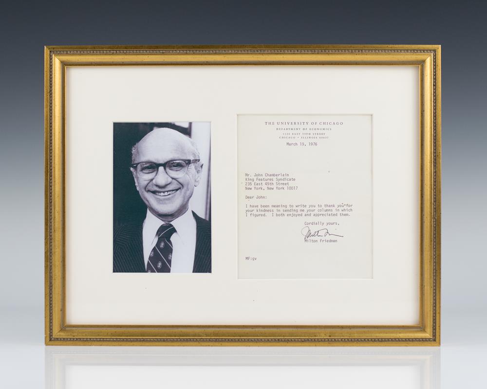 Milton Friedman Autographed Letter Signed.