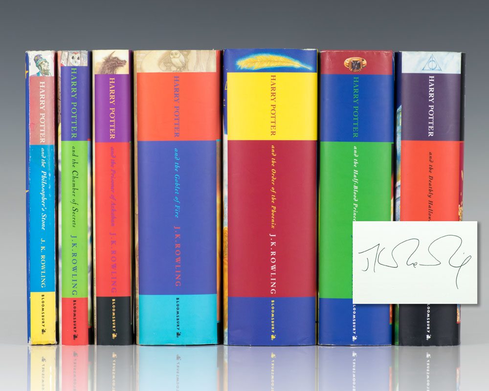 Complete set of Harry Potter: Harry Potter and the Philosopher's Stone, Chamber of Secrets, Prisoner of Azkaban, Goblet of Fire, Order of the Phoenix, The Half-Blood Prince, and The Deathly Hallows.