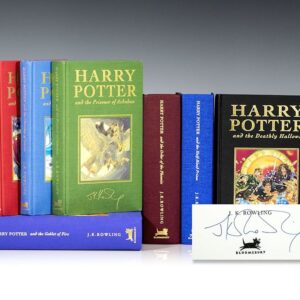 omplete Set of J.K. Rowling's Harry Potter Deluxe Editions; Each Signed by Her and Harry Potter and the Philosopher's Stone signed by Thomas Taylor with an original drawing