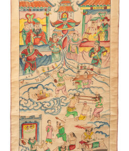 Chinese Buddhist Watercolor Scroll of Diyu.