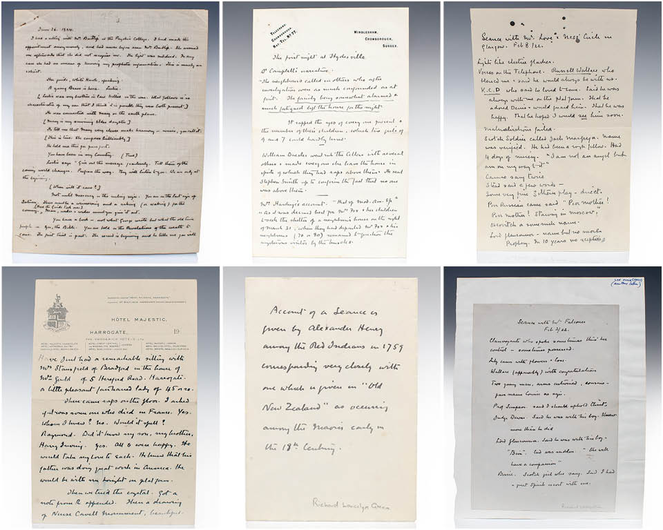 Sir Arthur Conan Doyle Handwritten Manuscript Collection on Seances and Spiritualism.