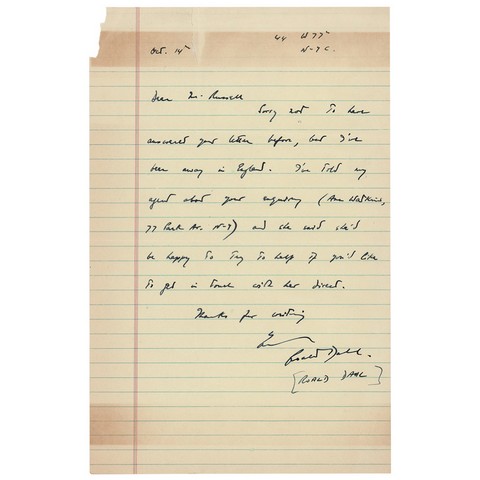 Handwritten letter on lined paper