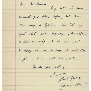 Handwritten letter on lined paper
