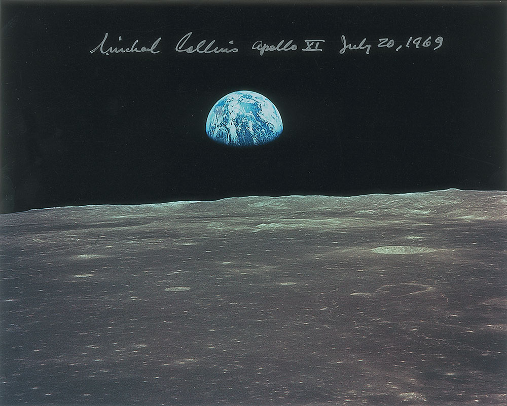 Michael Collins Signed Earthrise Photograph.