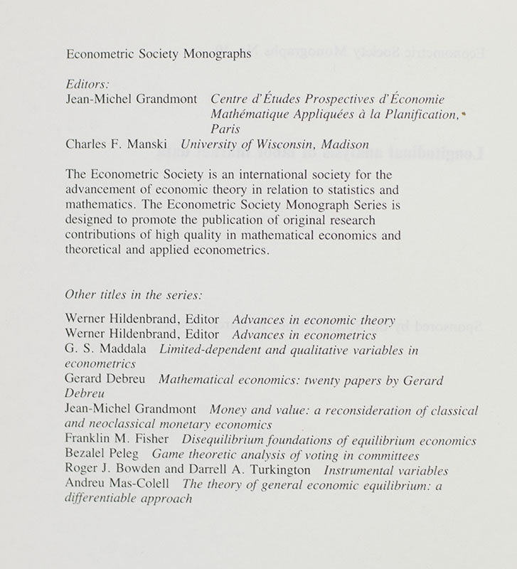 Longitudinal Analysis of Labor Market Data.