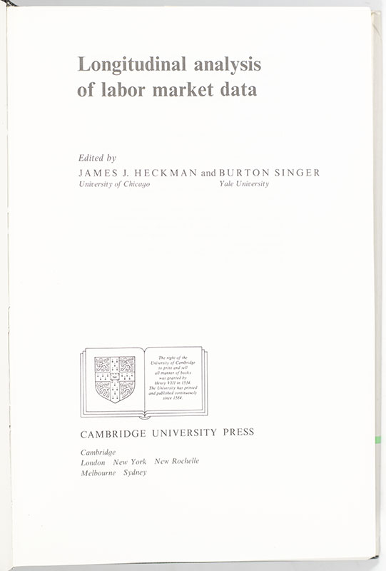 Longitudinal Analysis of Labor Market Data.