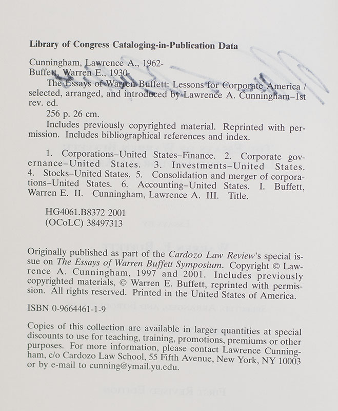 The Essays of Warren Buffett: Lessons for Investors and Managers.