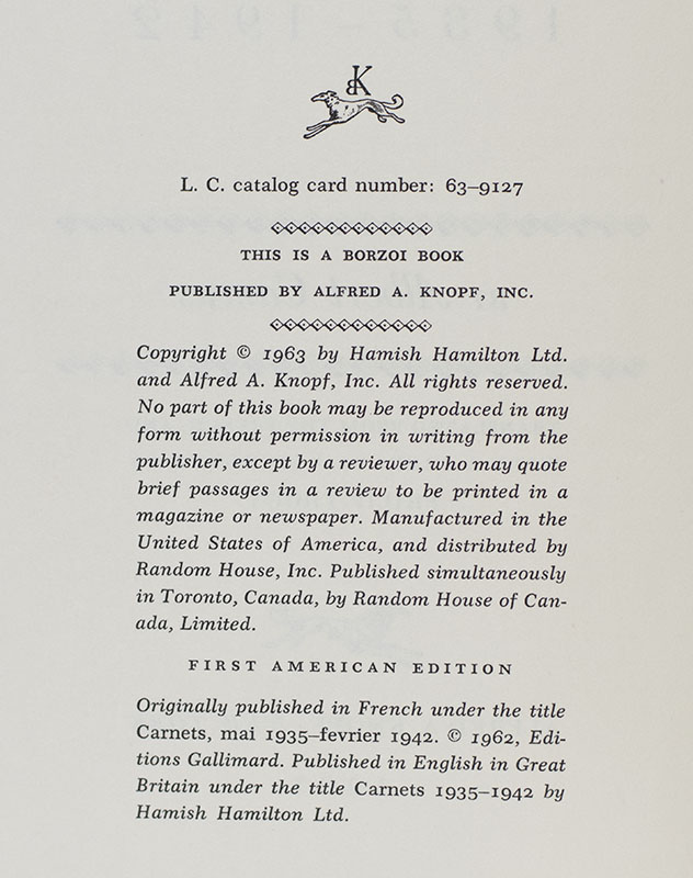 Notebooks 1935 - 1942.