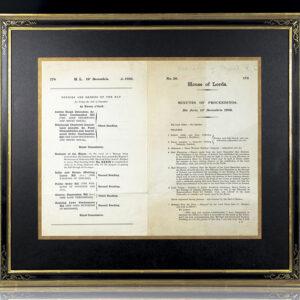 House of Lords Doc. 20, Minutes of Proceedings, December 10, 1936, Printing Edward VIII's "Instrument of Abdication" in which he officially renounces claim to the Throne.