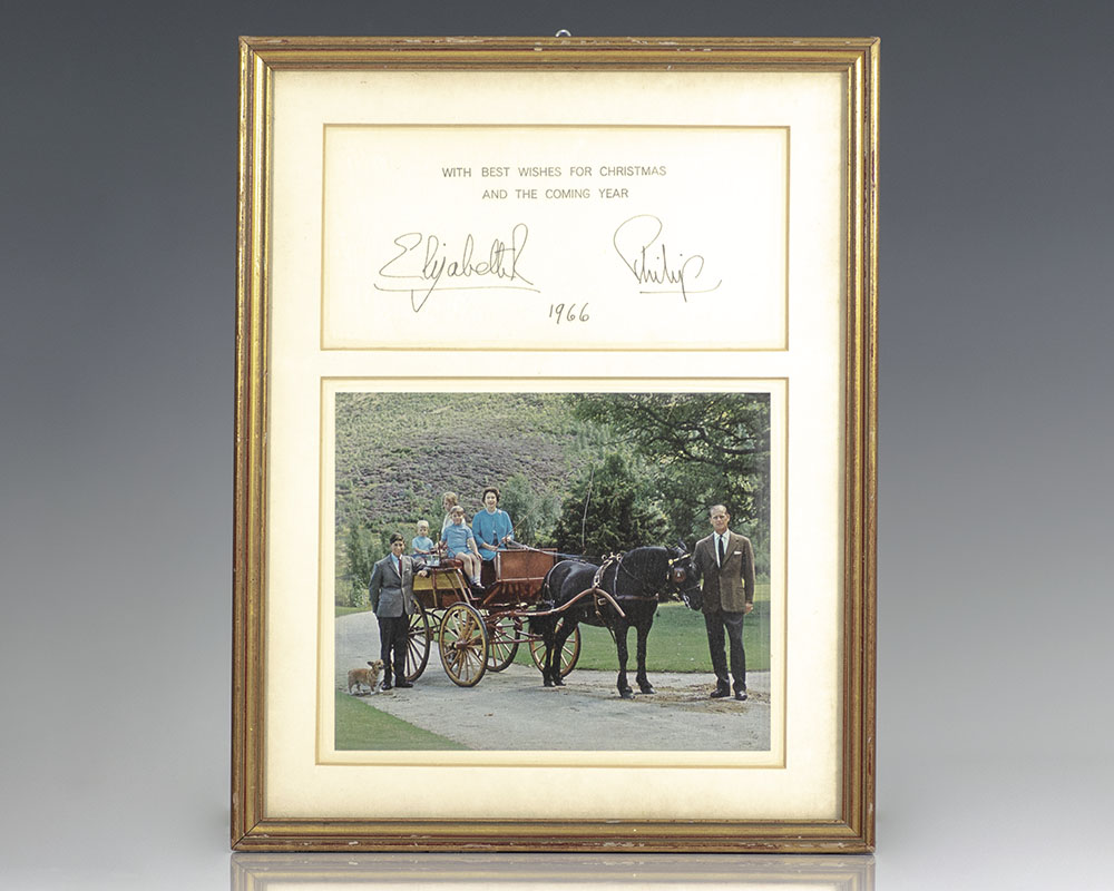 Queen Elizabeth and Prince Philip Signed Christmas Card.