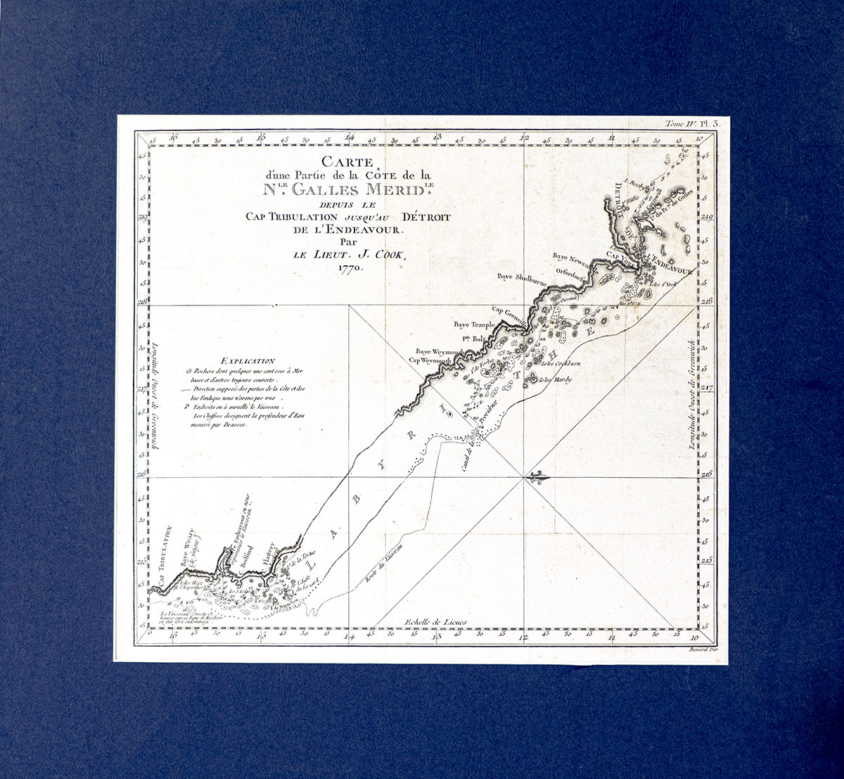 Carte d’une Partie de la Côte de la Nle. Galles Meridle…from: Relation des voyages entrepris par ordre de sa majesté britannique, et successivement exécutés par le Commodore Byron, le Capitaine Carteret, le Capitaine Wallis & le Capitaine Cook, dans les vaisseaux le Dauphin, le Swallow & l’Endeavour.