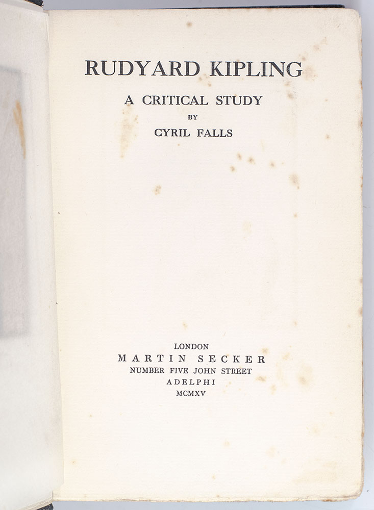 Rudyard Kipling: A Critical Study.