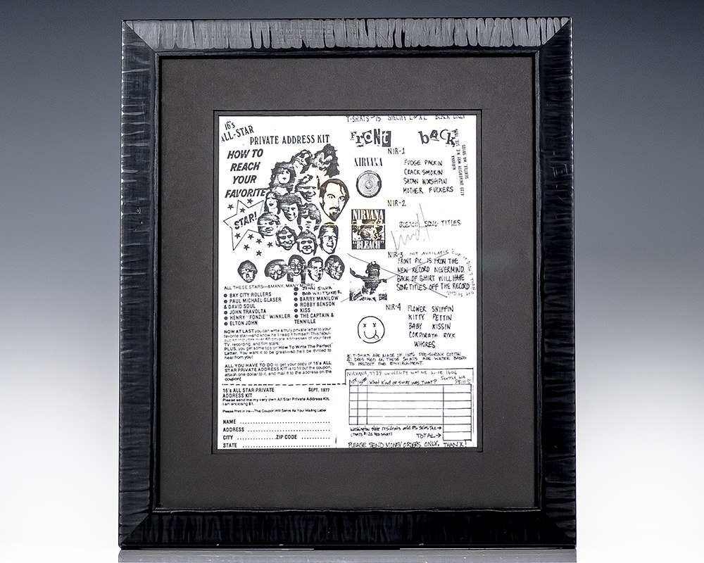 Kurt Cobain Signed Nirvana Flyer.
