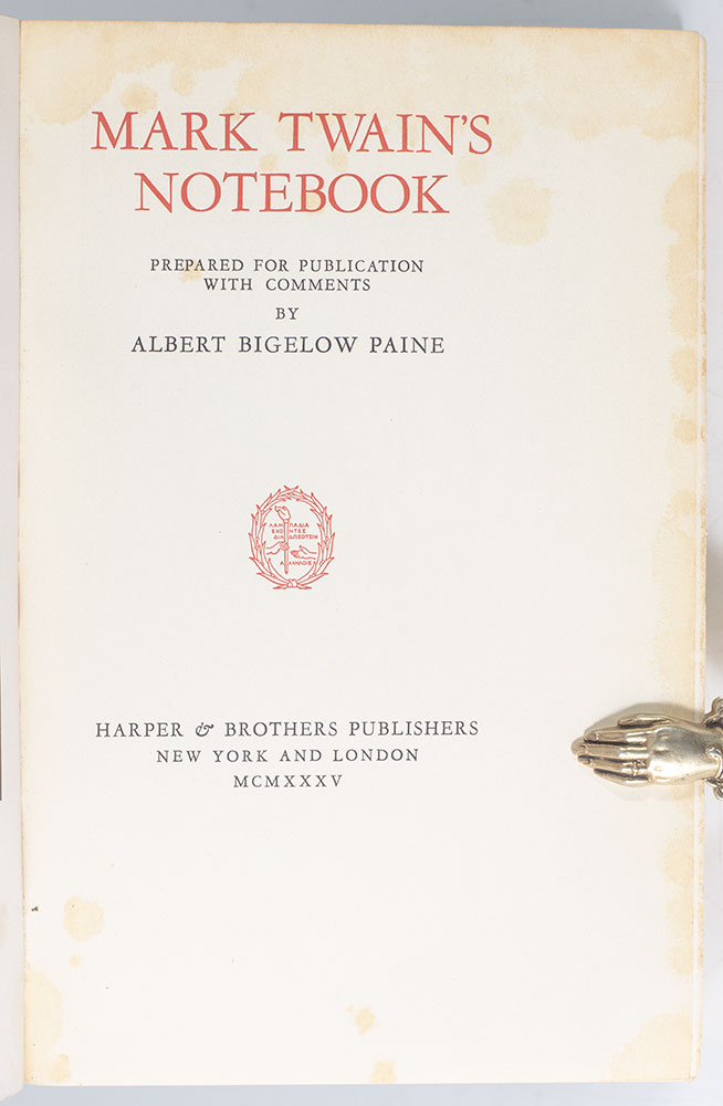 Mark Twain's Notebook: Prepared For Publication With Comments by Albert Bigleow Paine.