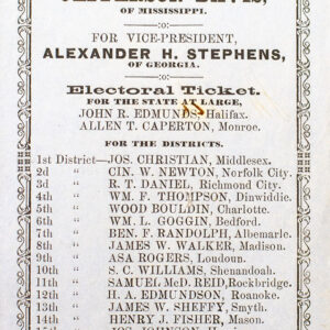 Jefferson Davis Confederate States Electoral Ticket.