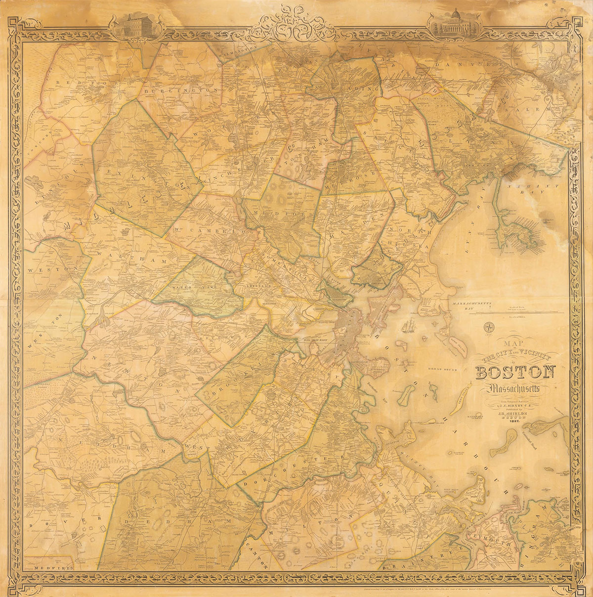 Map of the City and Vicinity of Boston, Massachusetts.