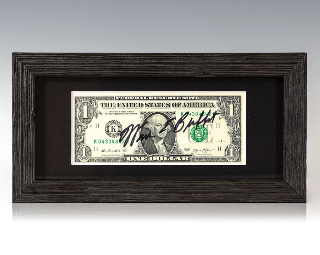 Warren Buffett Signed Dollar Bill.