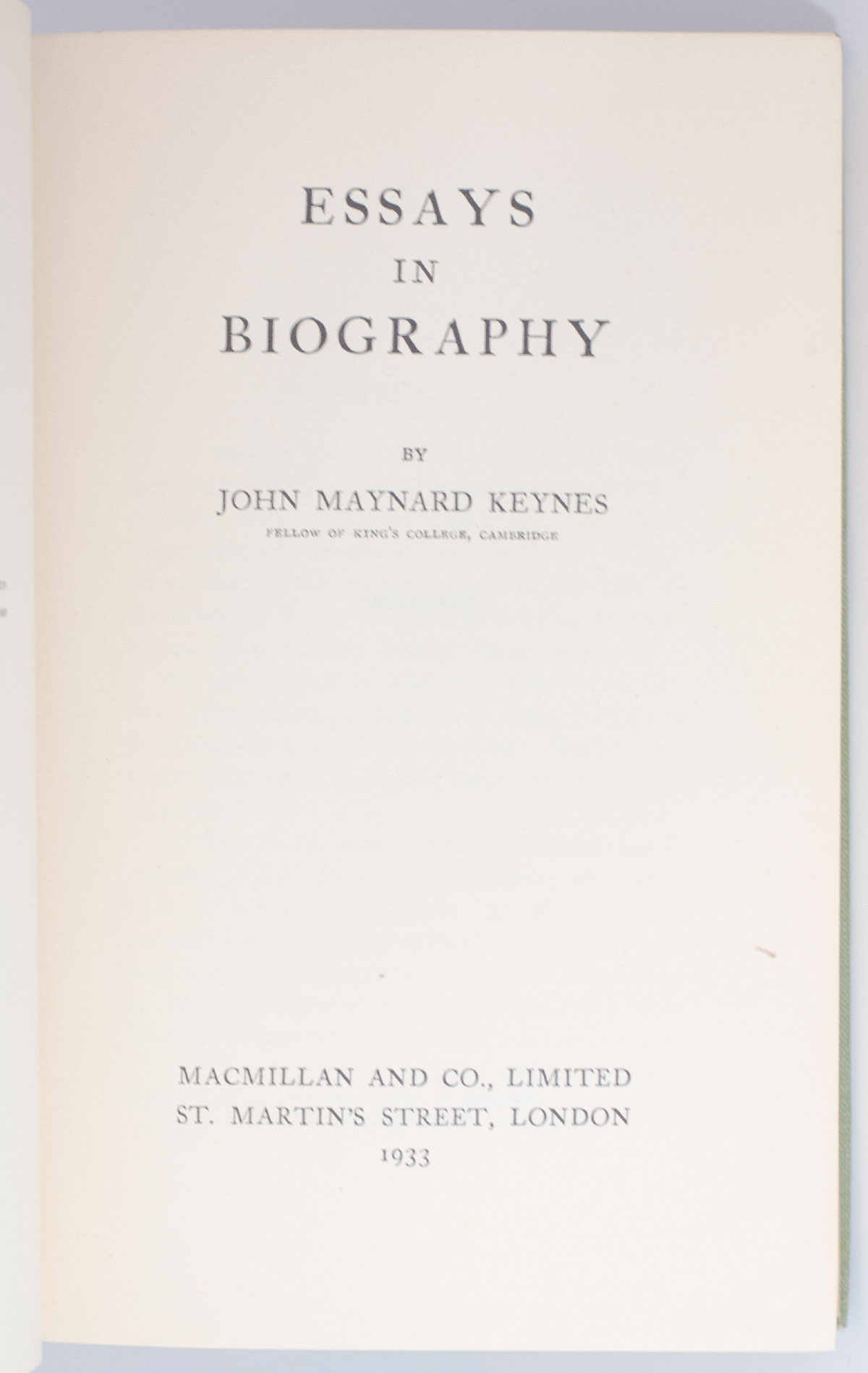 Essays in Biography.
