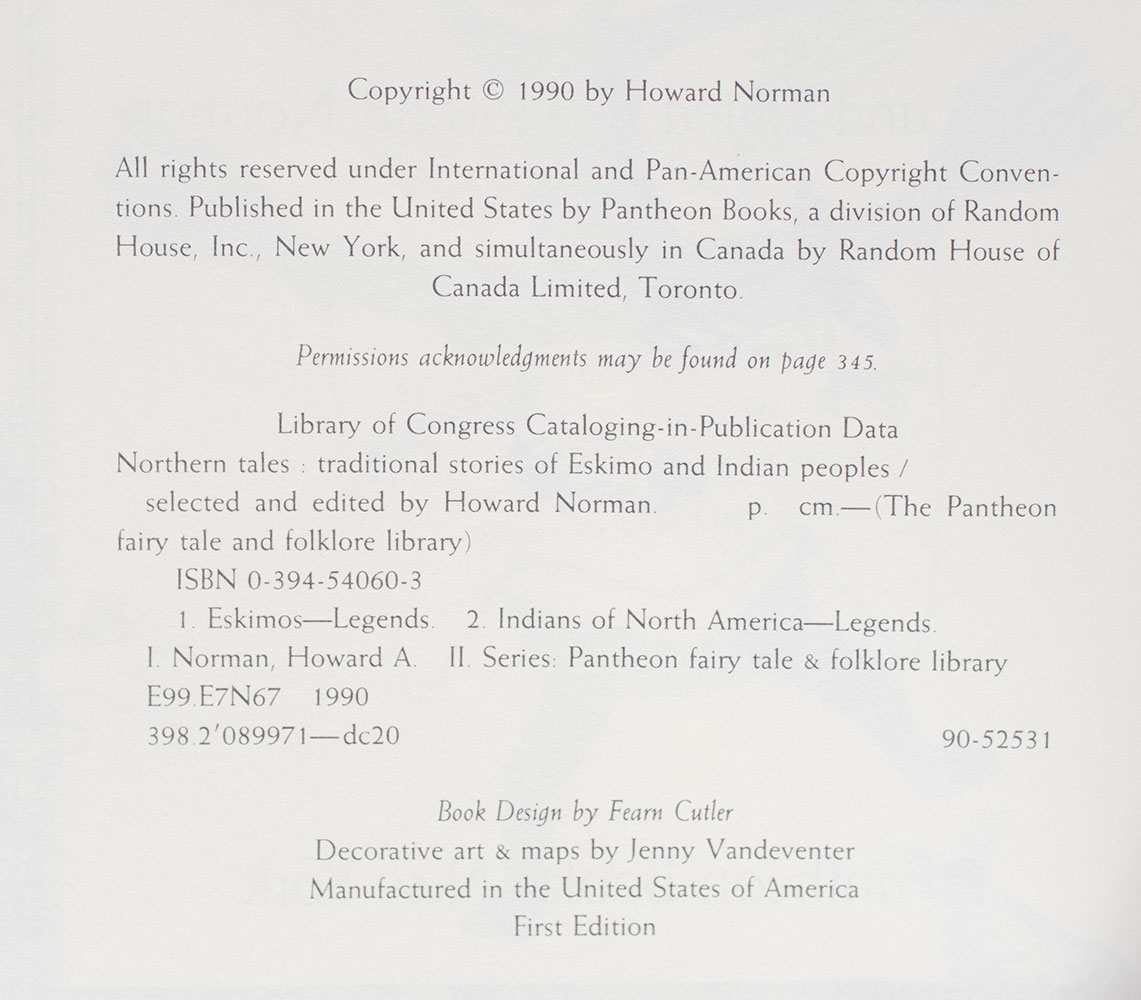 Northern Tales: Traditional Stories of Eskimo and Indian Peoples.