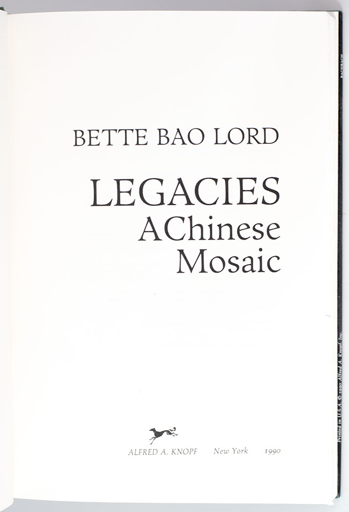 Legacies: A Chinese Mosaic.