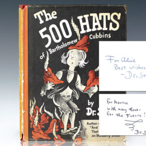 Exceptional association copy of Dr. Seuss' The 500 Hats of Bartholomew Cubbins; inscribed by him to fellow children's book legend Maurice Sendak