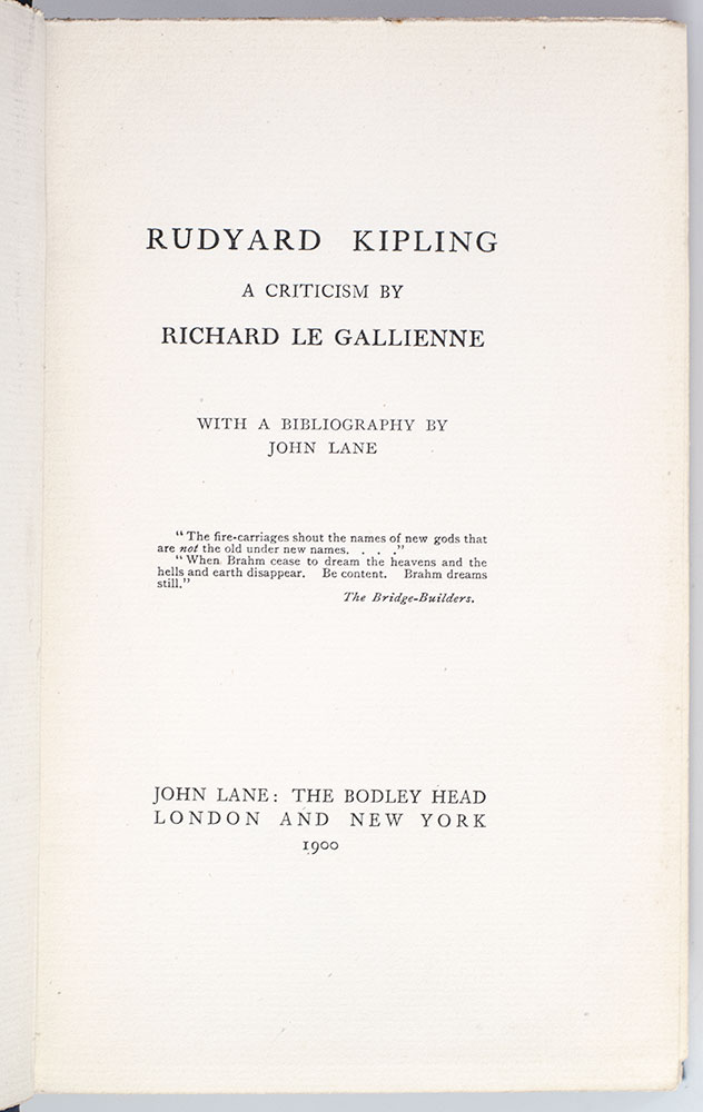 Rudyard Kipling: A Criticism by Richard Le Gallienne.