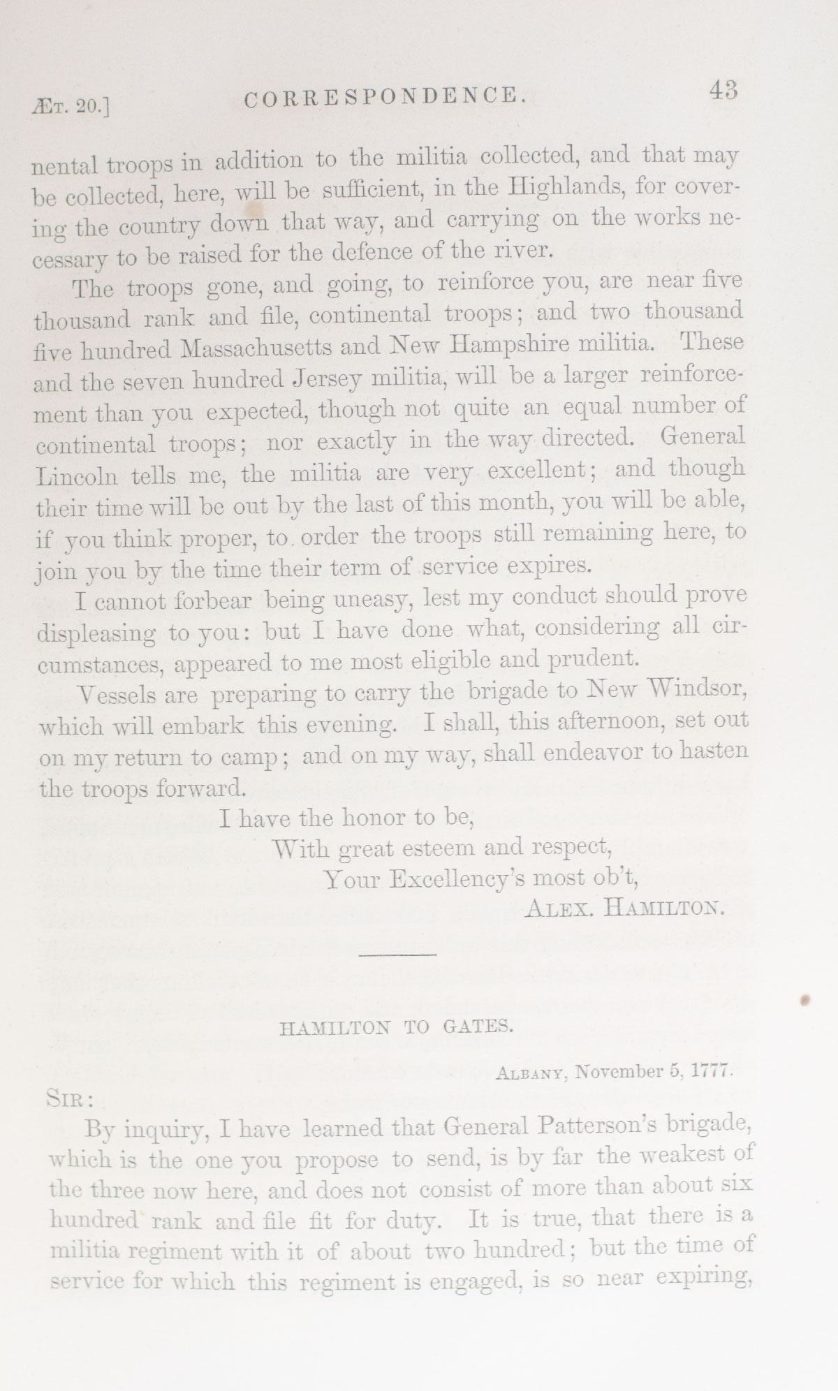 The Works of Alexander Hamilton: Comprising His Correspondence, and His Political and Official Writings, Exclusive of the Federalist, Civil and Military. Published From the Original Manuscripts Deposited in the Department of State, By Order of the Joint Library Committee of Congress.