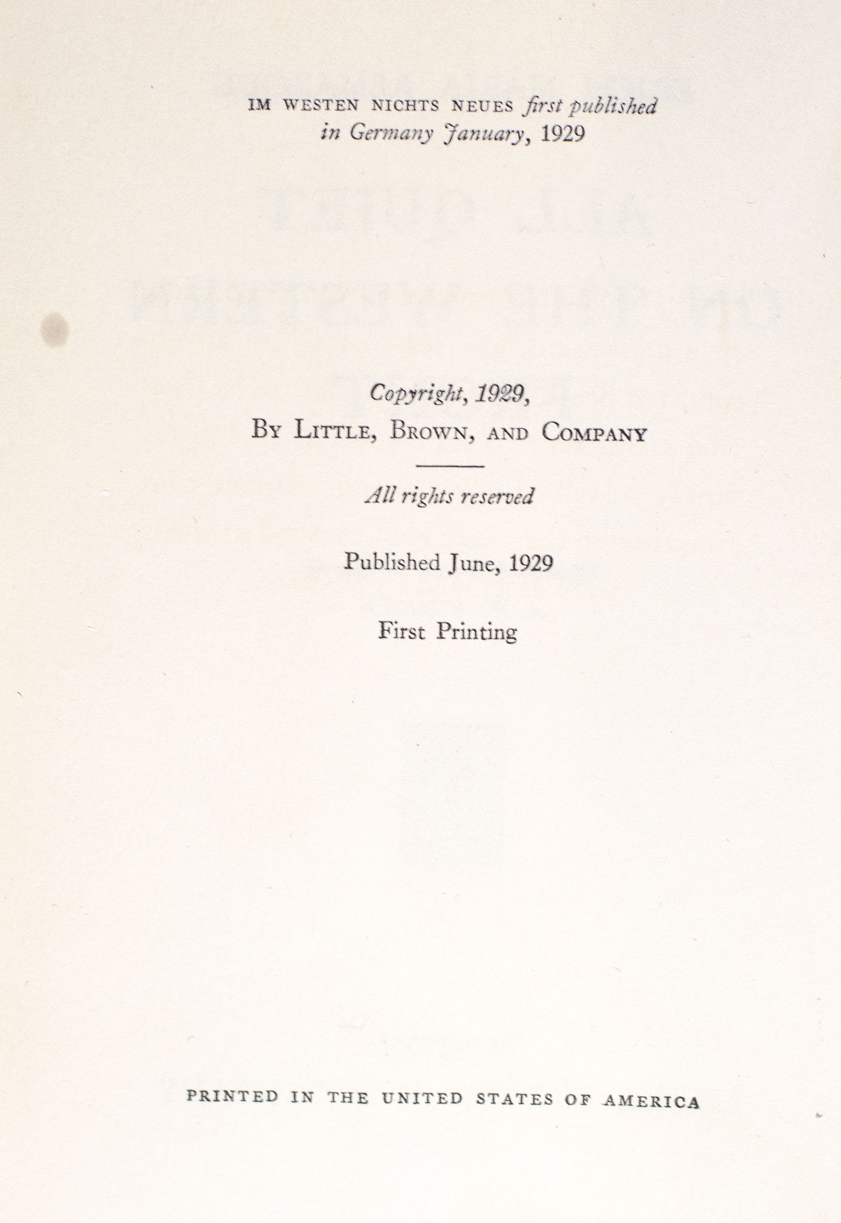 All Quiet On The Western Front.