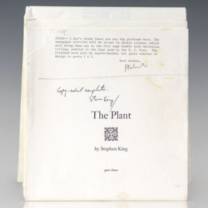 The Plant: Part Three Stephen King Original Annotated Galley Proof.