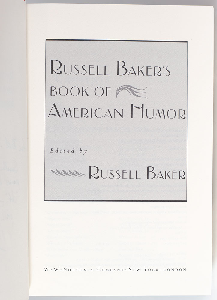 Russell Baker's Book of American Humor.