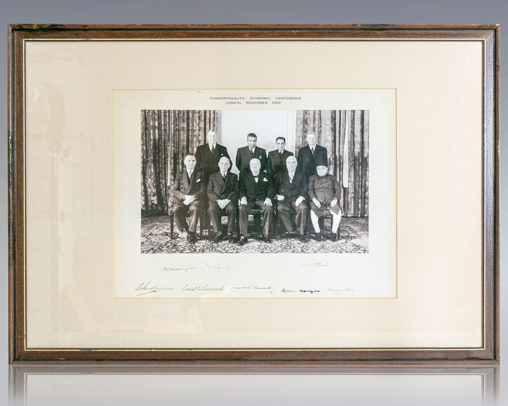 Winston S. Churchill Signed 1952 Commonwealth Prime Ministers’ Economic Conference Photograph.