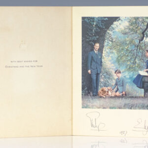 Queen Elizabeth II and Prince Philip Signed Royal 1957 Christmas Card.