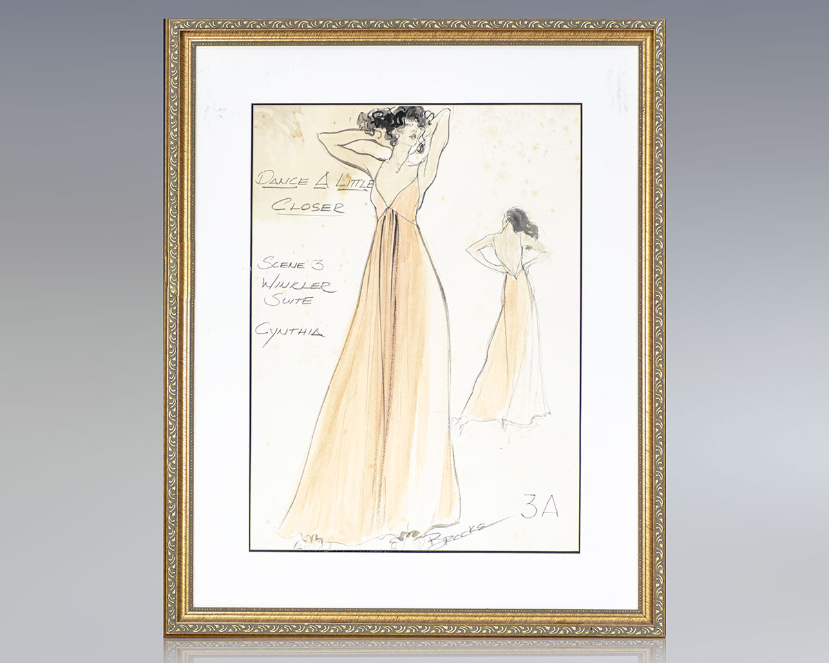 Dance a Little Closer: Donald Brooks Original Pencil and Watercolor Drawing.