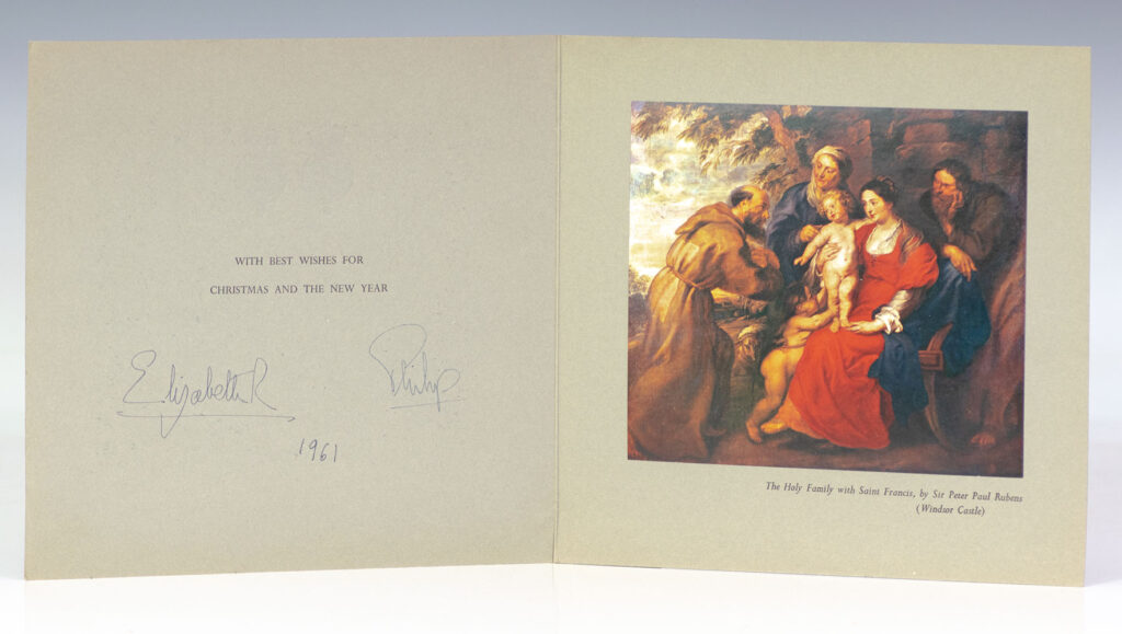 Queen Elizabeth II and Prince Philip Signed Royal 1961 Christmas Card.