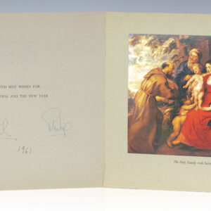 Queen Elizabeth II and Prince Philip Signed Royal 1961 Christmas Card.