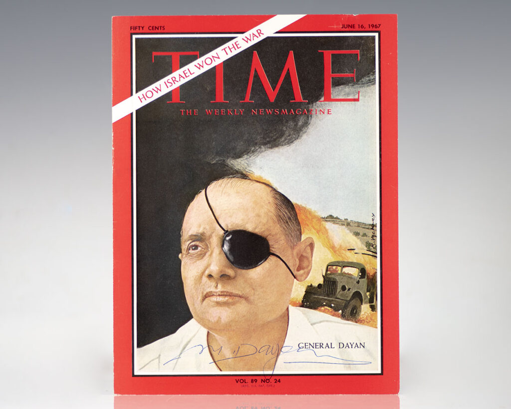 Moshe Dayan Signed Time Magazine Cover.