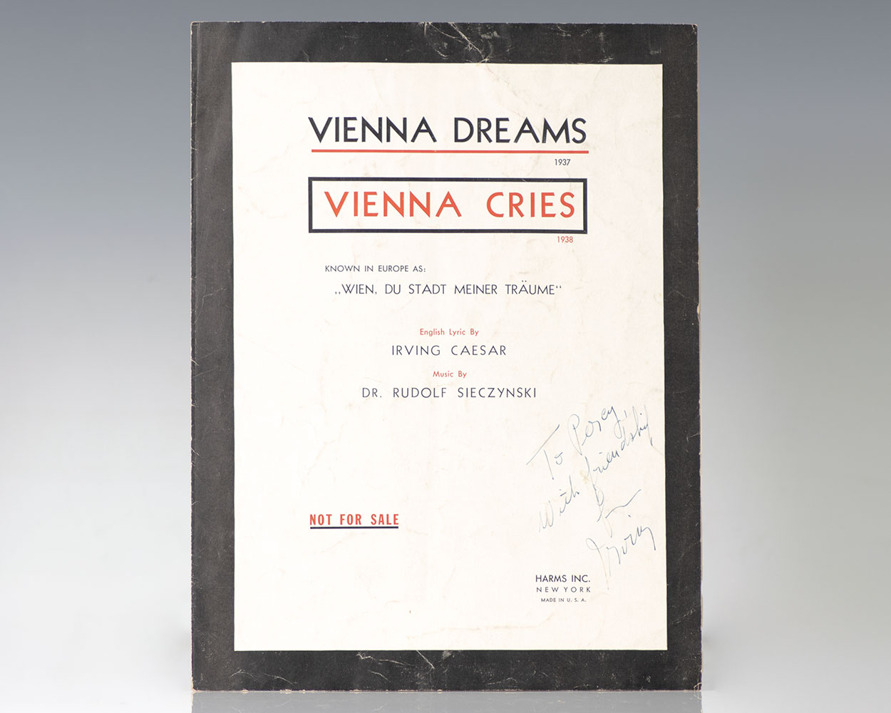 Vienna Dreams and Vienna Cries Signed Musical Score.